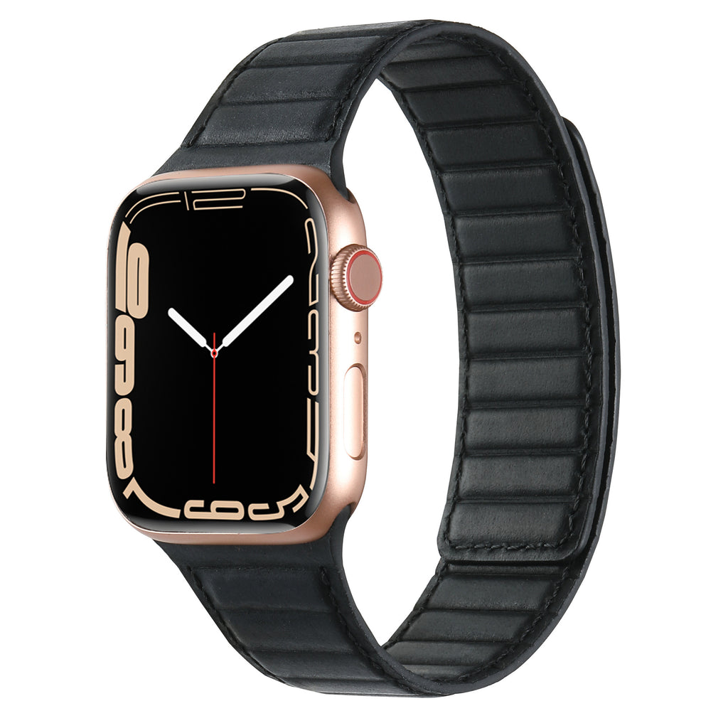 Top Grain Leather Apple Watch Band - Black