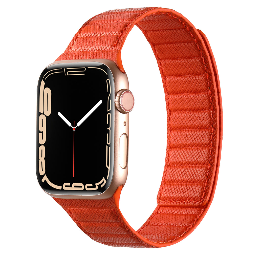 Genuine Leather Apple Watch Band - Cross Orange