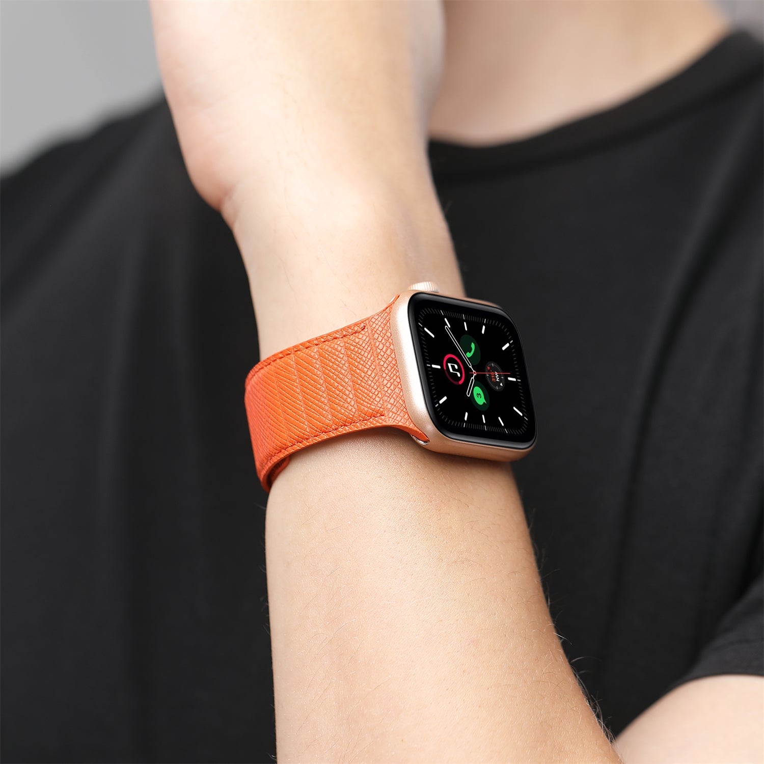 Genuine Leather Apple Watch Band - Cross Orange