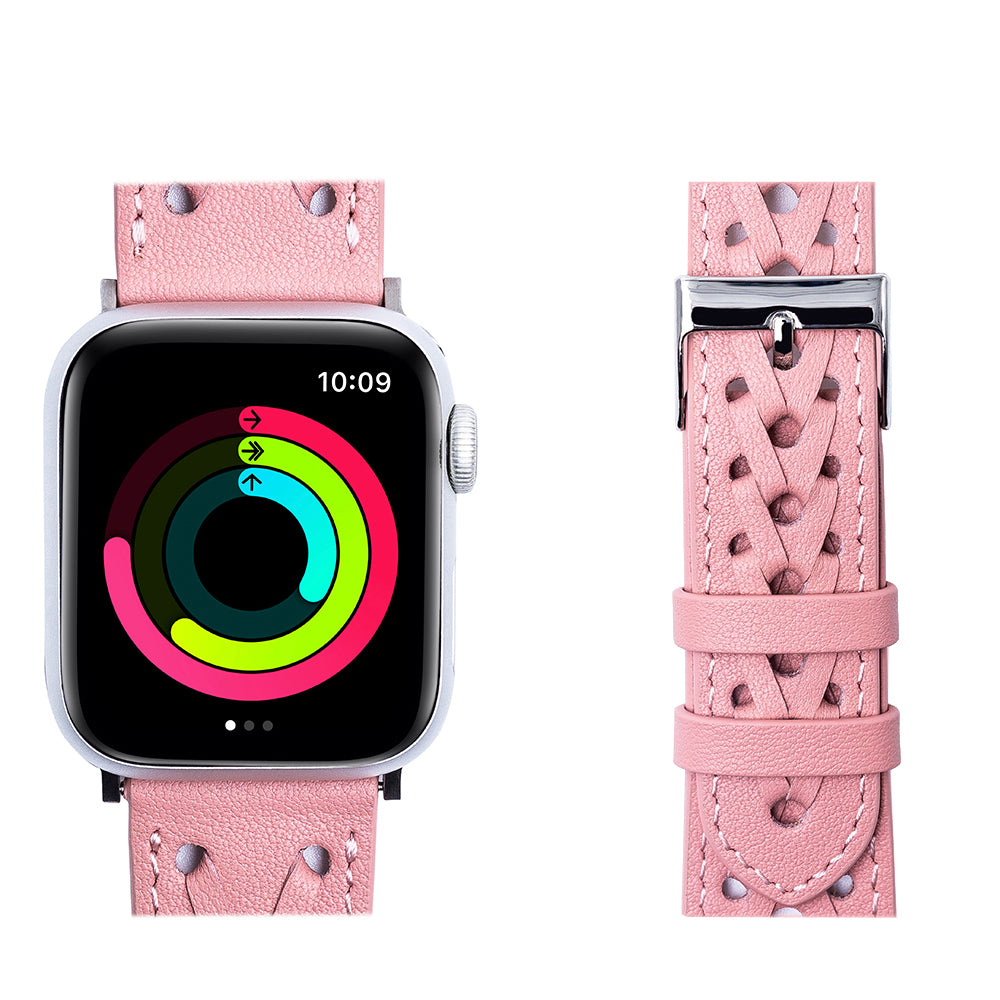 Leather Braided Apple Watch Band - Pink