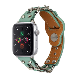 Metal Leather Bracelet Apple Watch Band - Mint