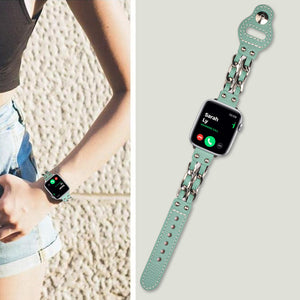 Metal Leather Bracelet Apple Watch Band - Mint