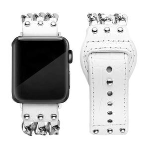 Metal Leather Bracelet Apple Watch Band - White