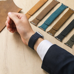 Top Grain Leather Apple Watch Band - Navy