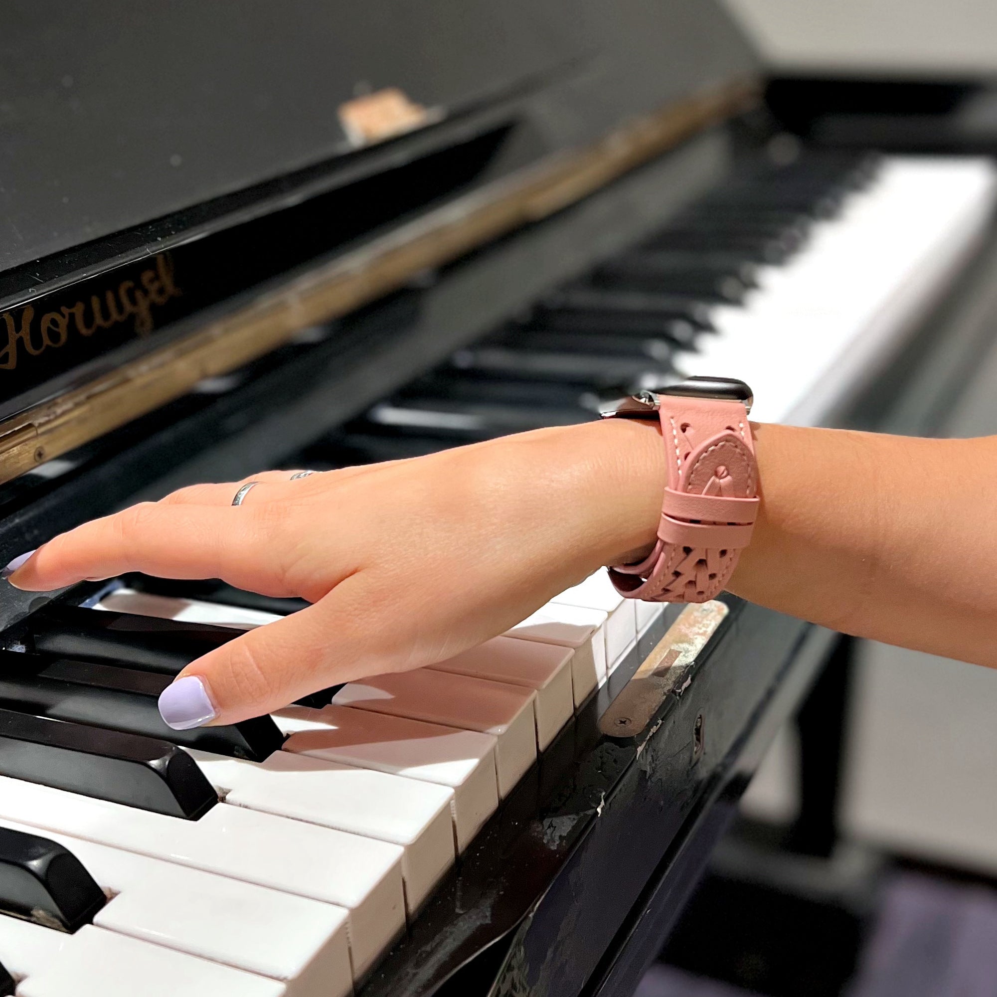 Leather Braided Apple Watch Band - Pink