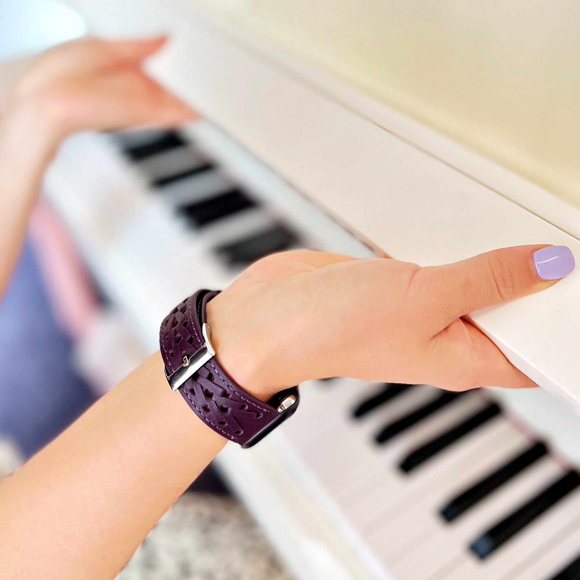 Leather Braided Apple Watch Band - Purple