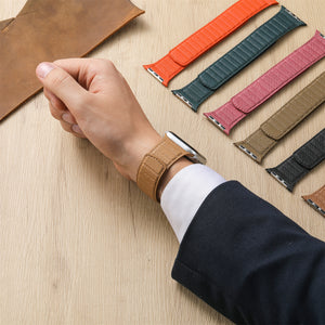 Genuine Leather Apple Watch Band - Striated Caramel