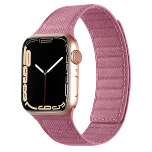 Genuine Leather Apple Watch Band - Striated Ruby